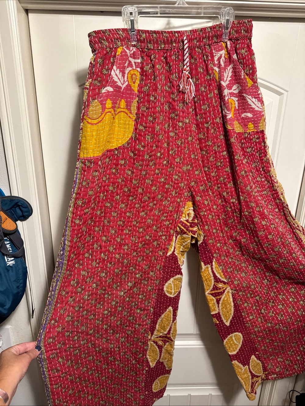 Women’s Wide Leg Boho Pants in Red and Yellow